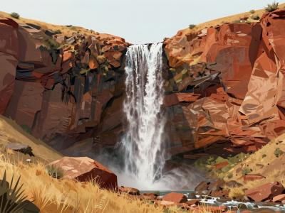 AI-generated illustration of Horsetown Falls
