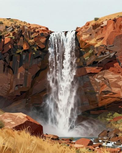 AI-generated illustration of Horsetown Falls