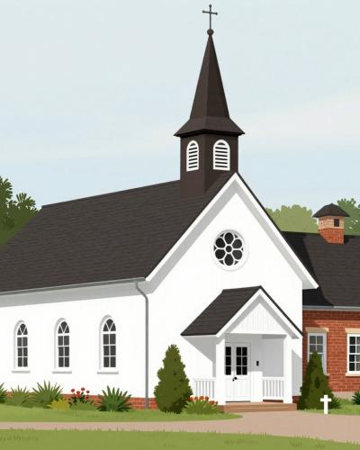 AI-generated illustration of St. John the Baptist Catholic Church