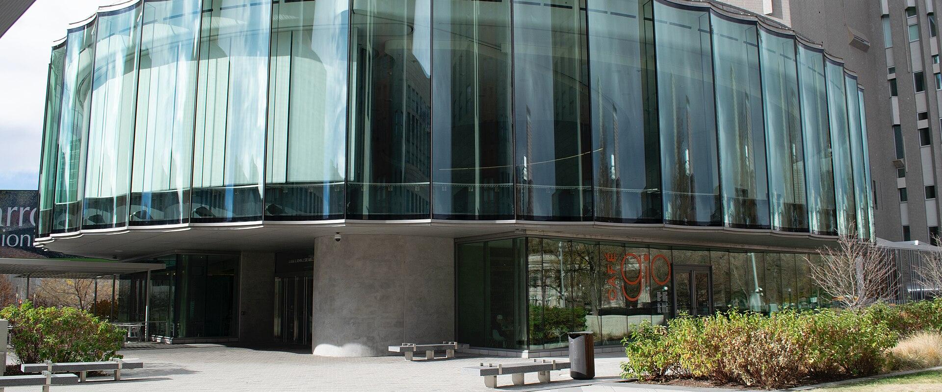 Glass-walled Sie Welcome Center at the Denver Art Museum