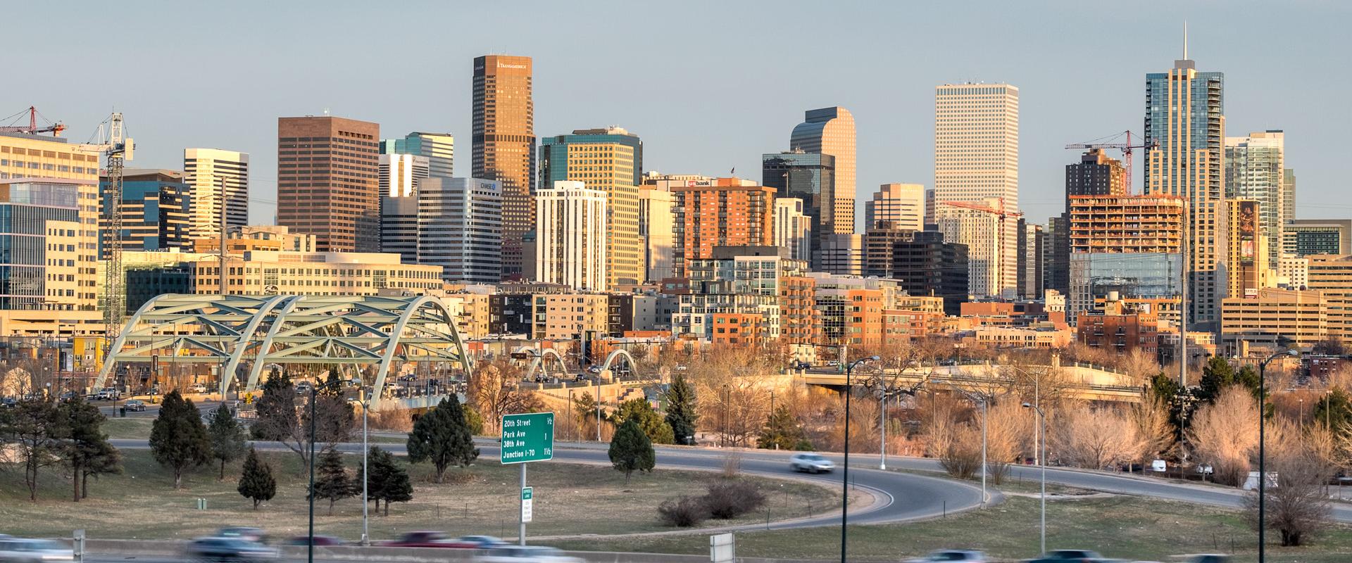 Denver skyline at sunset