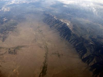 Aerial view of the northern San Luis Valley and the Sangre de Cristo range